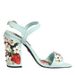 Mint Green Floral Studs Heels Sandals Shoes