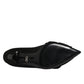 Black Satin Bow Crystal Embellishment Pumps Shoes
