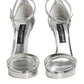 Silver Leather Platform Keira Sandals Shoes