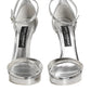 Silver Leather Platform Keira Sandals Shoes