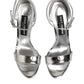 Silver Leather Platform Keira Sandals Shoes
