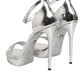 Silver Leather Platform Keira Sandals Shoes