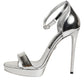 Silver Leather Platform Keira Sandals Shoes