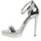 Silver Leather Platform Keira Sandals Shoes