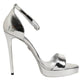 Silver Leather Platform Keira Sandals Shoes