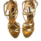 Gold Leather Keira Heels Sandals Shoes