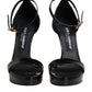 Black Leather Platform Keira Sandals Shoes
