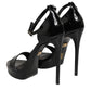 Black Leather Platform Keira Sandals Shoes