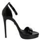 Black Leather Platform Keira Sandals Shoes