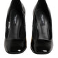 Black Gold Patent Leather Logo Heels Pumps Shoes