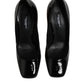 Black Gold Patent Leather Logo Heels Pumps Shoes
