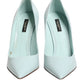 Mint Green Leather Stiletto Heels Pumps Shoes