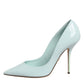 Mint Green Leather Stiletto Heels Pumps Shoes