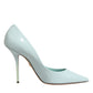 Mint Green Leather Stiletto Heels Pumps Shoes