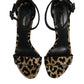 Gold Leopard Ankle Strap Heels Sandals Shoes