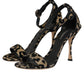 Gold Leopard Ankle Strap Heels Sandals Shoes