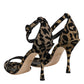 Gold Leopard Ankle Strap Heels Sandals Shoes