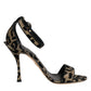 Gold Leopard Ankle Strap Heels Sandals Shoes