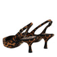 Brown Leopard Calfskin Fur Slingbacks Shoes