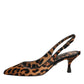 Brown Leopard Calfskin Fur Slingbacks Shoes