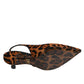Brown Leopard Calfskin Fur Slingbacks Shoes