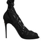 Black Stretch Taormina Lace Boots Shoes