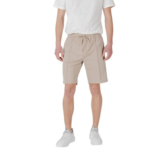 Beige Polyester Bermuda