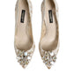 White Taormina Lace Crystal Heel Pumps Shoes