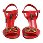 Red Leather DG AMORE Heels Sandals Shoes