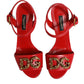 Red Leather DG AMORE Heels Sandals Shoes