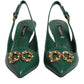 Green Leather AMORE Heels Slingbacks Shoes