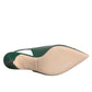Green Leather AMORE Heels Slingbacks Shoes