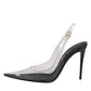 Black Leather Clear PVC Slingback Pumps Shoes