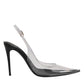 Black Leather Clear PVC Slingback Pumps Shoes