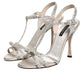 Silver Strass Ankle Strap Heels Sandals Shoes
