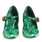 Green Silk MARY JANES Leaf Sandals Shoes