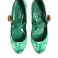 Green Silk MARY JANES Leaf Sandals Shoes