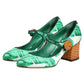 Green Silk MARY JANES Leaf Sandals Shoes