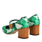 Green Silk MARY JANES Leaf Sandals Shoes