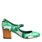 Green Silk MARY JANES Leaf Sandals Shoes