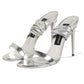 Silver Strappy High Heels Sandals Shoes