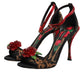 Brown Leopard Crystal Roses Sandals Shoes