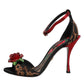 Brown Leopard Crystal Roses Sandals Shoes