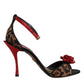 Brown Leopard Crystal Roses Sandals Shoes