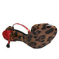 Brown Leopard Crystal Roses Sandals Shoes
