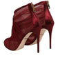Red Tulle Ankle Boots Stiletto Heels Shoes
