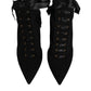 Black Stiletto Heels Lace Up Boots Shoes