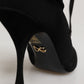 Black Stiletto Heels Lace Up Boots Shoes