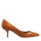 Brown Leather Kitten Heels Pumps Shoes