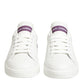 White Purple Leather Casual Sneakers Shoes